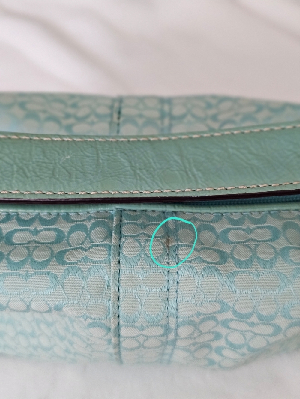 Coach Mint Green Jacquard Mini Purse - Picture 6 of 10